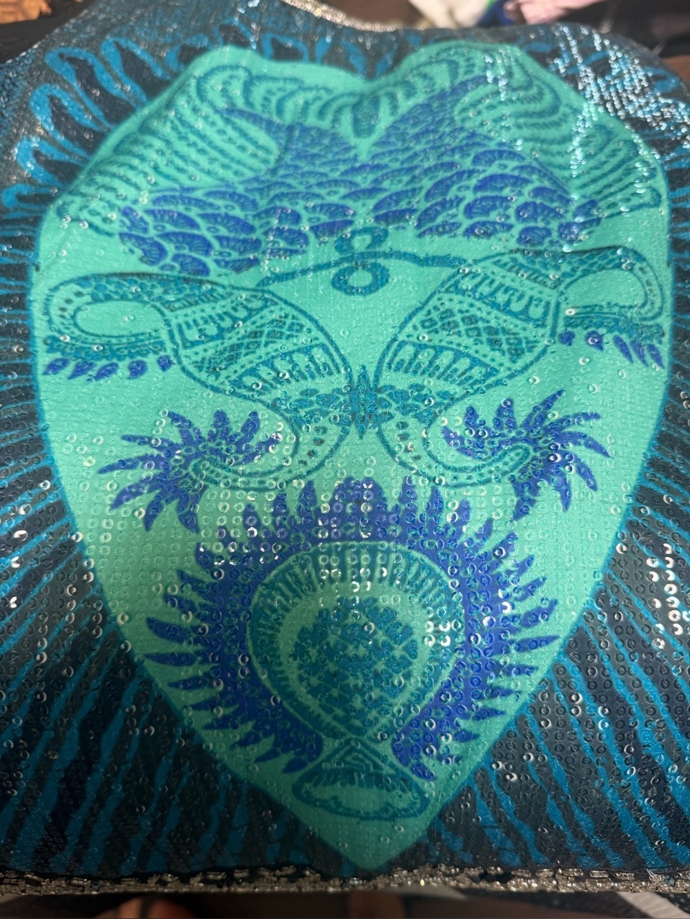 Mini Dress Gusto Lowxury Size 38 Teal Sequin Beaded Sleeveless - Picture 9 of 11